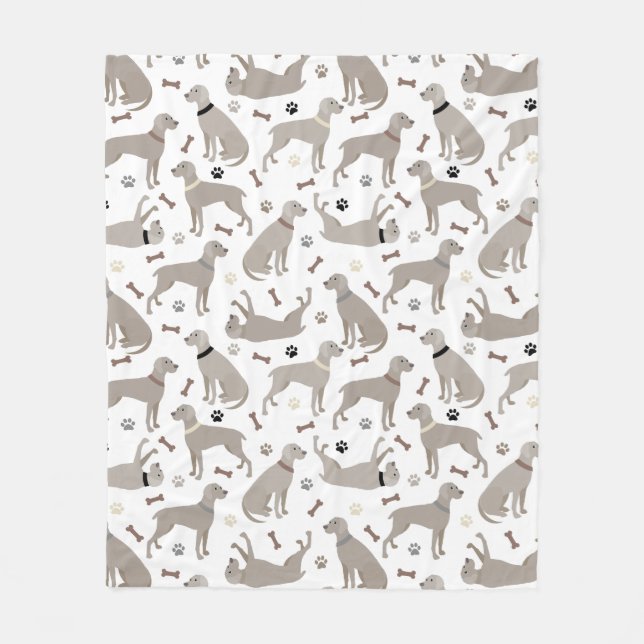 Couverture Polaire Weimaraner Bones and Paws Fleece Blanket (Devant)