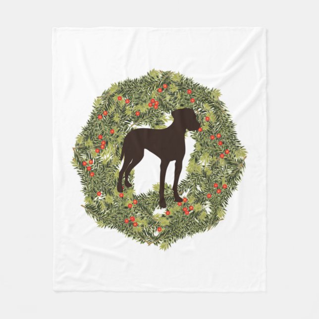 Couverture Polaire Weimaraner Silhouette Ombre dans une couronne (Devant)