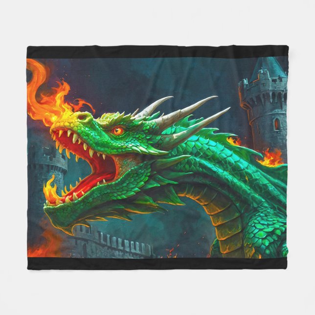 Couverture Polaire Welsh Dragon fournit le chauffage pour le château  (Devant (Horizontal))