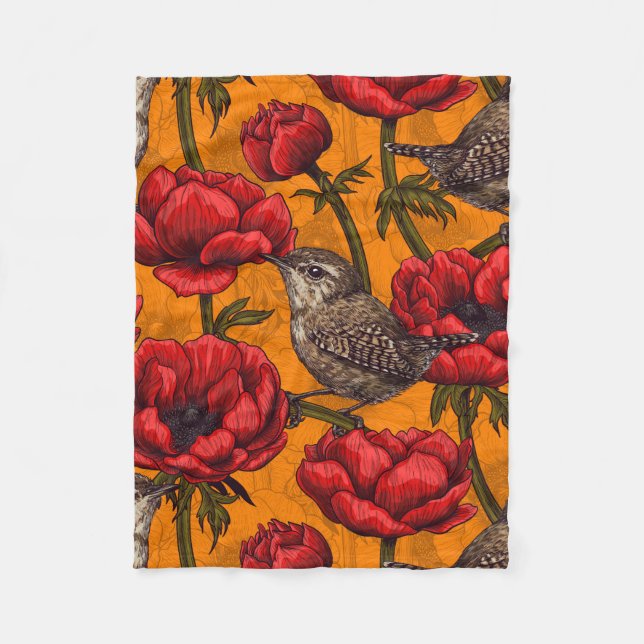 Couverture Polaire Wens dans un jardin d'anémones rouges (Devant)