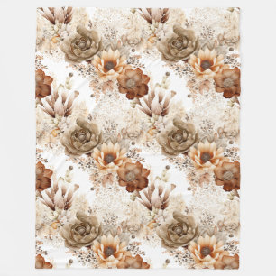 Couverture Polaire Western Brown Cream Floral sud-ouest