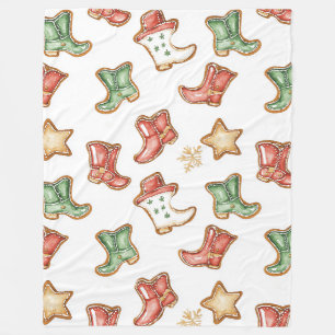 Couverture Polaire Western Christmas Cowgirl Cowboy