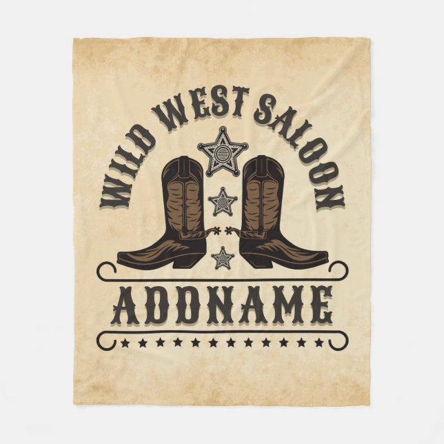 Couverture Polaire Western Cowboy Boots AJOUTER LE NOM Sheriff Spurs  (Devant)