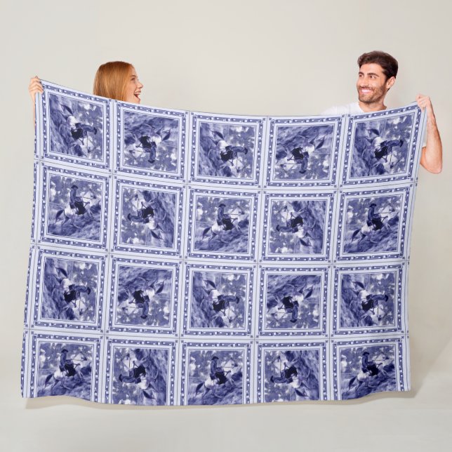 Couverture Polaire Western Denim Blue Delft Tile  (En situation)