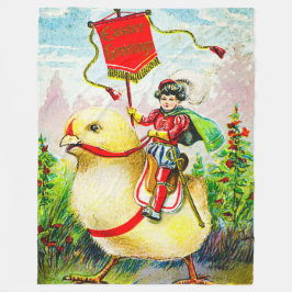 Couverture Polaire Whimsical Easter Greetings: Rider on Giant Chick