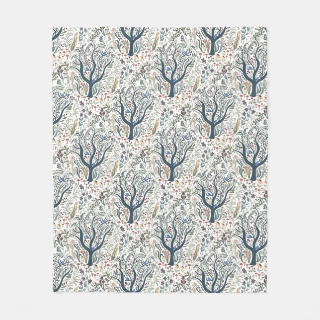 Couverture Polaire Whimsical Folk Art Forêt Tons Terre (Devant)