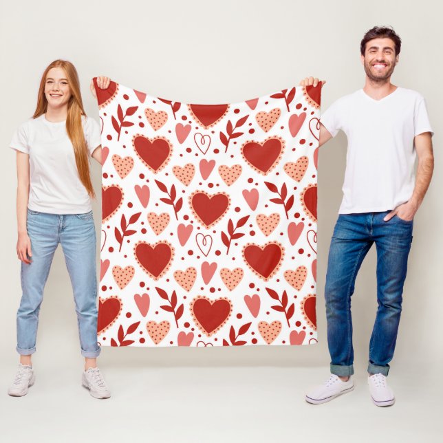Couverture Polaire Whimsical Valentine Motif de coeur (En situation)