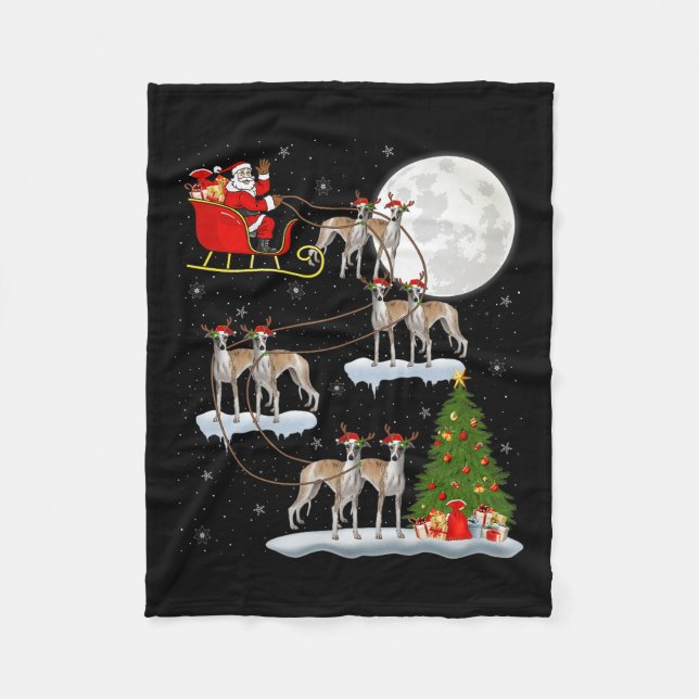 Couverture Polaire Whippet Dog Santa Sleigh Flying Funny Magical Chri (Devant)