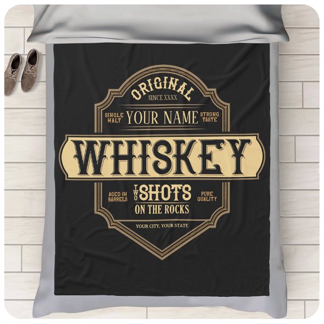 Couverture Polaire Whiskey personnalisé sur le Rocks Liquor Étiquette (Créateur téléchargé)