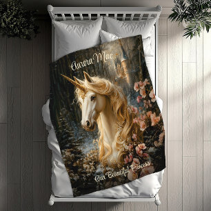 Couverture Polaire White Forest Unicorn Imaginaire Castle Fairytale