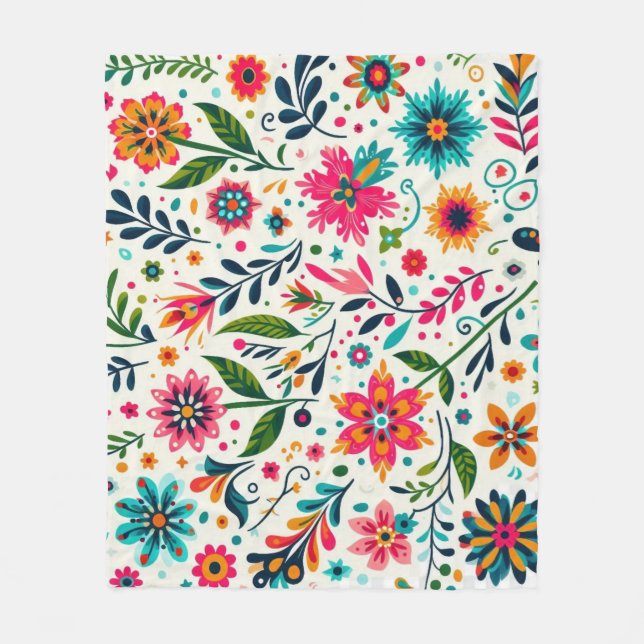 Couverture Polaire White mexican flowers (Devant)
