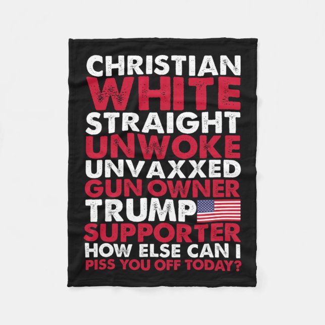 Couverture Polaire White Straight Unwoke Unvaxxxxxxxxe Trump Supporte (Devant)