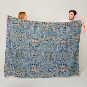 Couverture Polaire William Morris Beau motif floral bleu rose