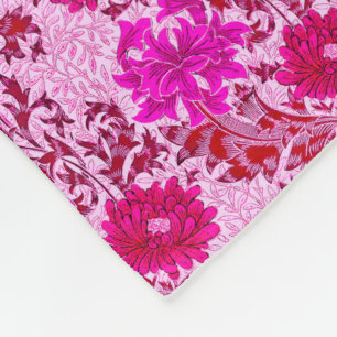 Couverture Polaire William Morris Chrysanthemums, Bourgogne et rose