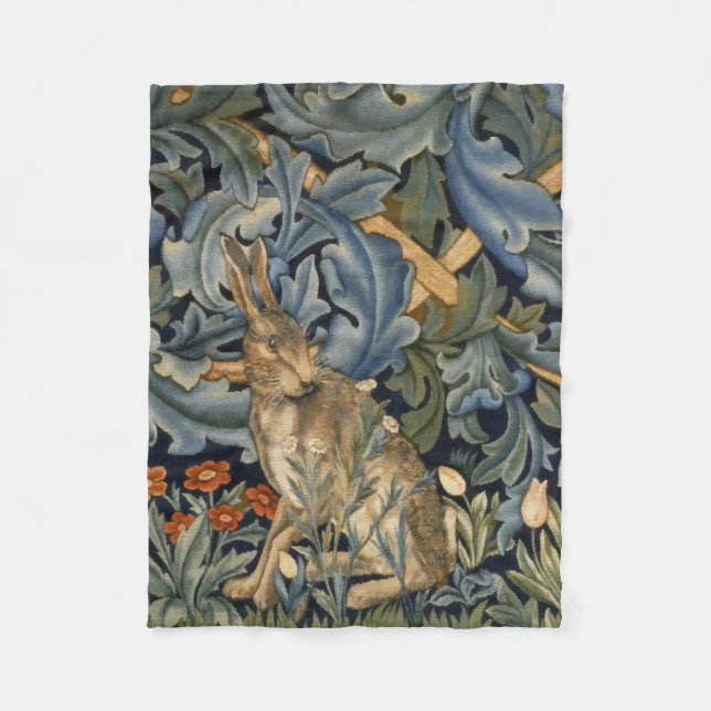 Couverture Polaire William Morris Forest Rabbit Floral Art Nouveau (Devant)