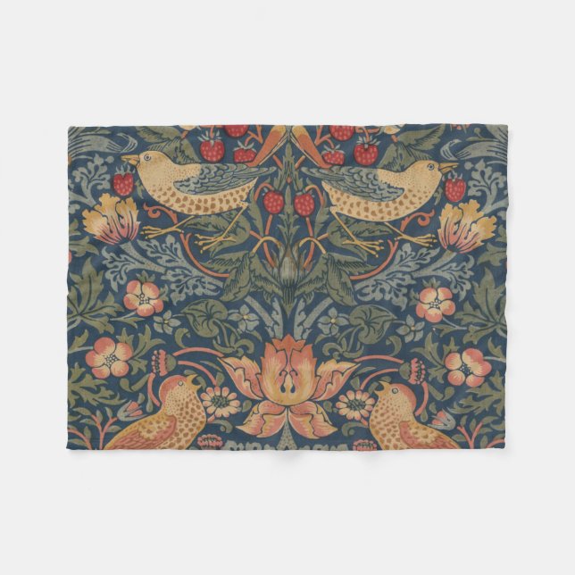 Couverture Polaire William Morris Fraise Voleurs Oiseaux (Devant (Horizontal))