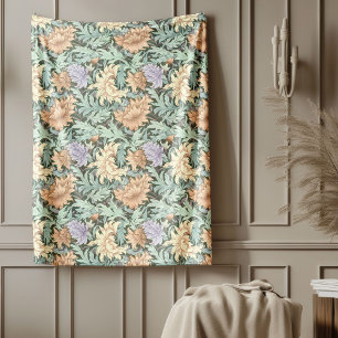 Couverture Polaire William Morris Inspiré pastel vert pêche ivoire