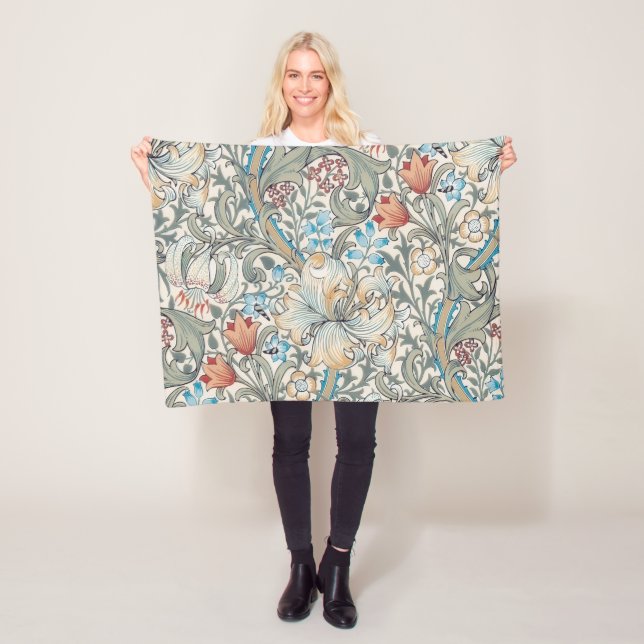 Couverture Polaire William Morris Lily Art nouveau motif floral (En situation)