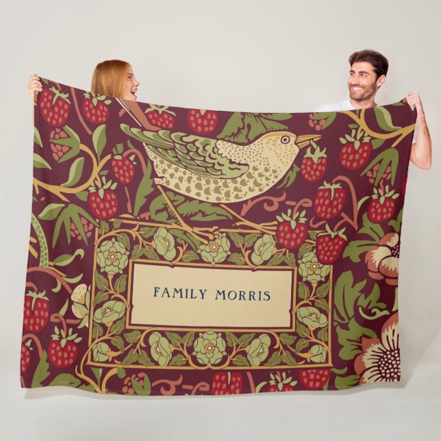 Couverture Polaire William Morris Strawberry Thief Fleece Blanche (En situation)