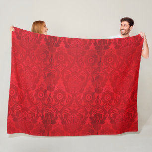 Couverture Polaire William Morris Vintage Rouge Velvet Timbé Motif