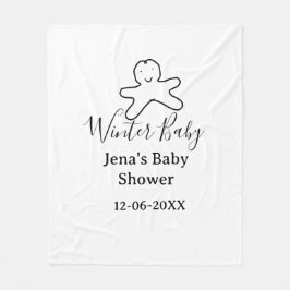 Couverture Polaire Winter baby shower cookie black scribble hand-draw