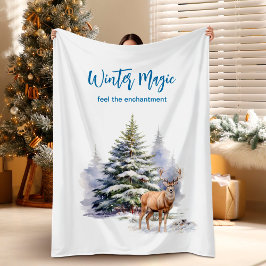 Couverture Polaire Winter Magic Forest Deer Fleece Blanket