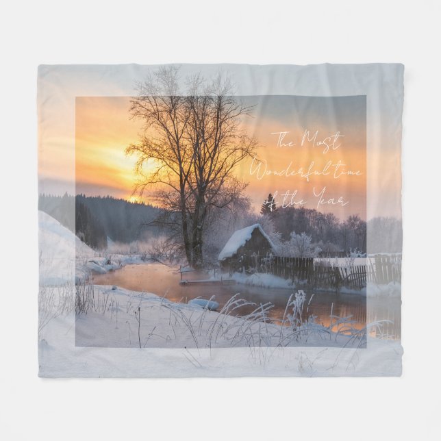 Couverture Polaire Winter scene custom Christmas Holiday  (Devant (Horizontal))