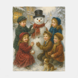 Couverture Polaire Winter Snowman Scene Fleece Blanket – Cozy Medium