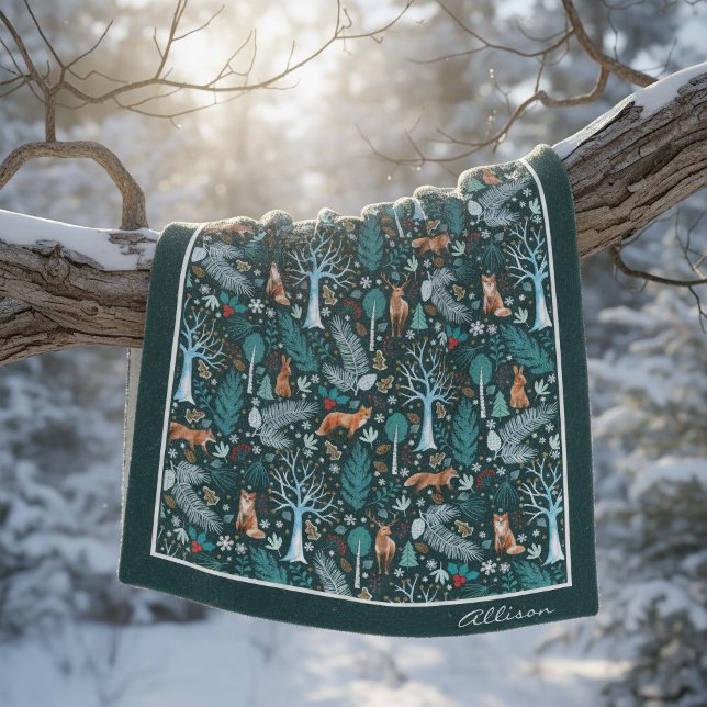 Couverture Polaire Winter Woodland Turquoise/Gold ID785 (Créateur téléchargé)