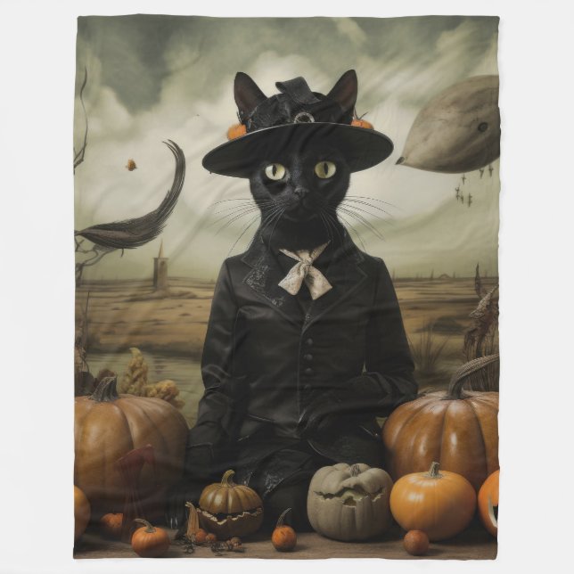 Couverture Polaire Witch Cat with Pumpkins  (Devant)