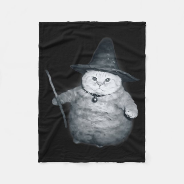 Couverture Polaire Wizard Kitten Meme Chonk Witch Cat Meme Stud Brain (Devant)