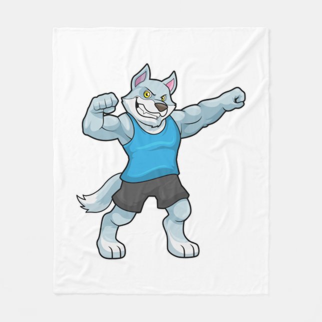 Couverture Polaire Wolf comme Bodybuilder avec les gros bras supérieu (Devant)