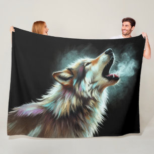 Couverture Polaire Wolf dur Pastel en noir