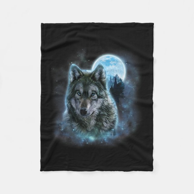Couverture Polaire Wolf Icy Moon Galaxy Chasse Gris Gris Loups Pour (Devant)