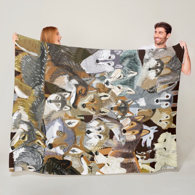 Couverture Polaire Wolves of the World puzzle (En situation)