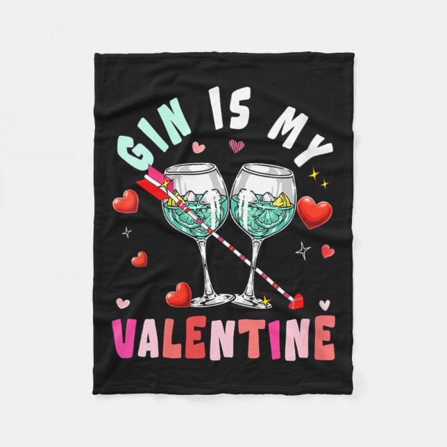 Couverture Polaire Women's Gin Is My Valentine Hearts Matching Drinke (Devant)