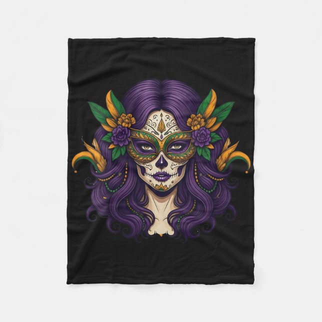 Couverture Polaire Womens Mardi Gras Costume Women Sugar Skull Carniv (Devant)