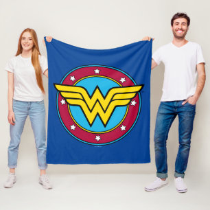Couverture Polaire Wonder Woman   Logo Vintage Cercle & Etoiles