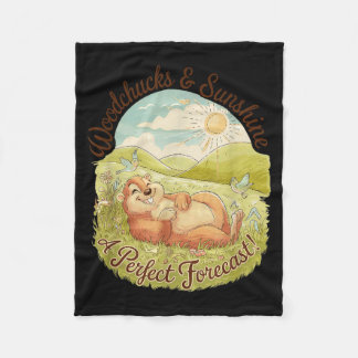 Couverture Polaire Woodchucks &amp; Sunshine Funny Groundhog Day Vint