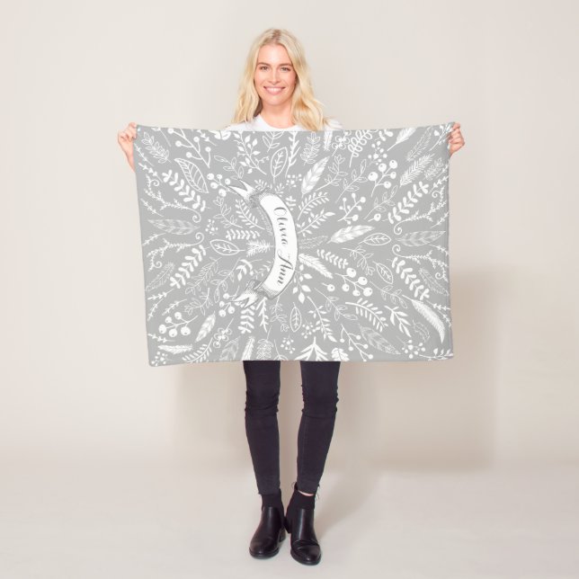 Couverture Polaire Woodland Adventure Leaf Ferns Motif Personnalisé (En situation)