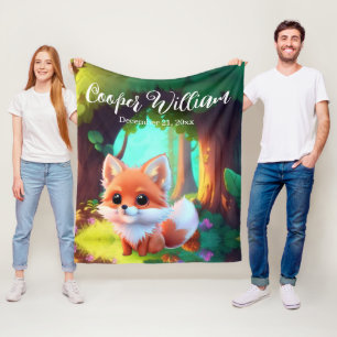 Couverture Polaire Woodland Cute bébé renard,