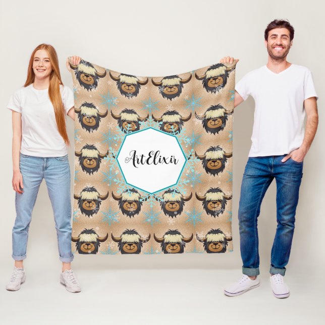 Couverture Polaire Yak Black Snowflakes Print (En situation)