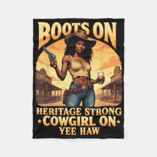 Couverture Polaire Yehaw Cowgirl Sur Western Rodeo African American C