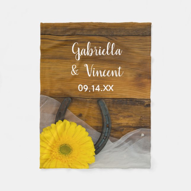 Couverture Polaire Yellow Daisy et Horseshoe Pays Mariage occidental (Devant)