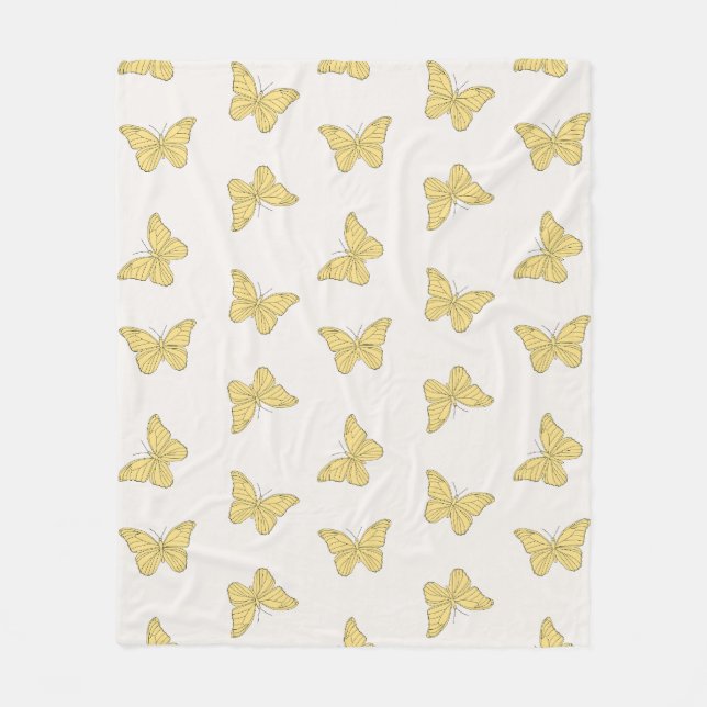 Couverture Polaire Yellow Minimal Girl mignon Motif papillon (Devant)