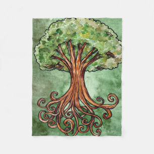 Couverture Polaire Yggdrasil Arbre Norse Mythologie Aquarelle
