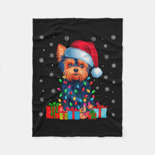 Couverture Polaire Yorkie Chien Moins Vilants Noël Éclairage Santa Ch