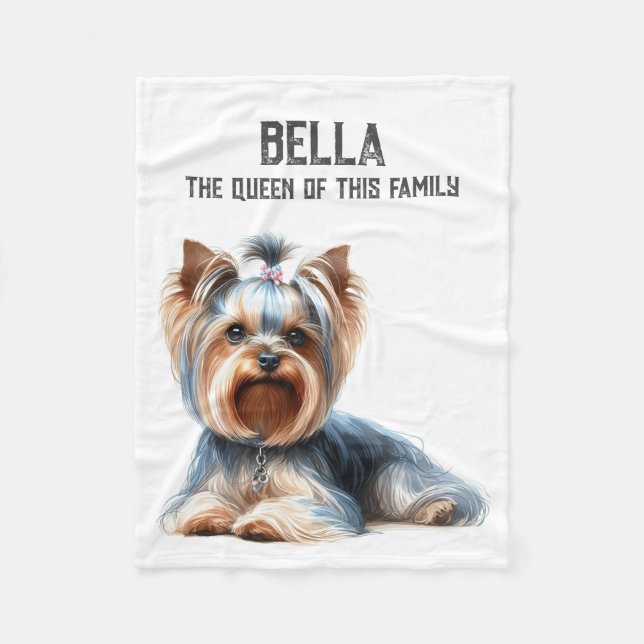 Couverture Polaire Yorkshire Terrier - LA REINE DE CETTE FAMILLE (Devant)