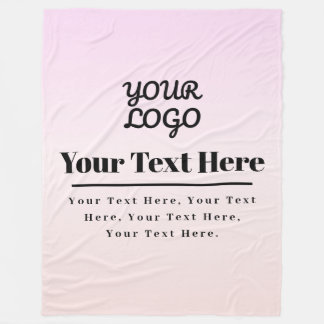 Couverture Polaire Your Logo & Text | Pink & Peach Ombre