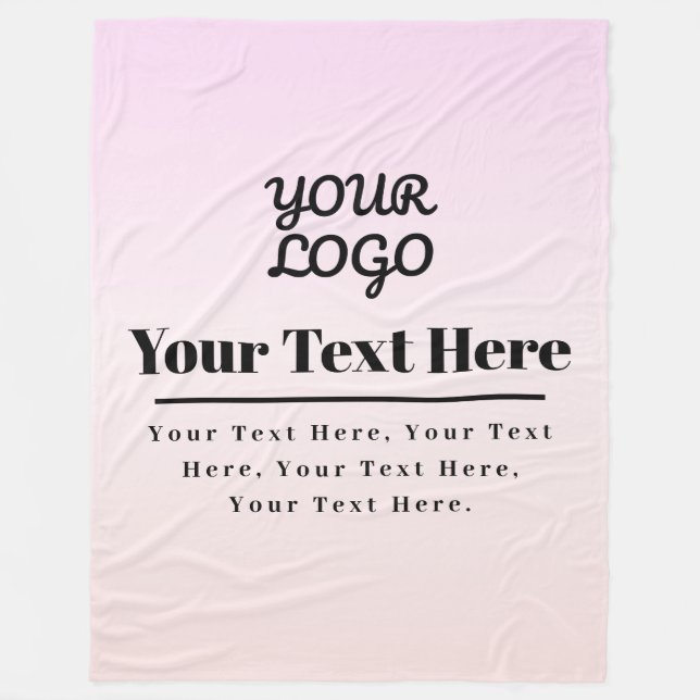 Couverture Polaire Your Logo & Text | Pink & Peach Ombre (Devant)